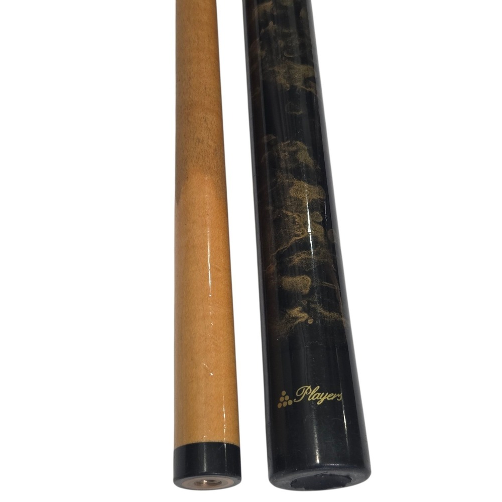 Vtg Players‎ Pool Cue XXII OS Black Gold Marble Billiards Stick 48" 16oz 13mm